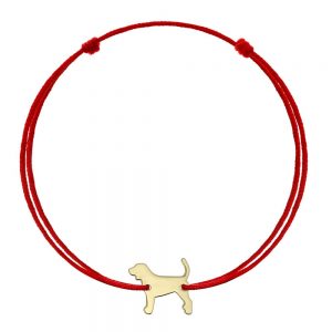 bratara șnur roșu beagle aur
